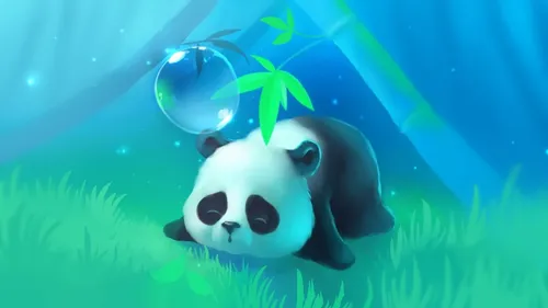 Рисованные Обои на телефон панда, плавающая в воде