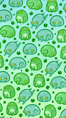 Рисованные Обои на телефон группа зеленой и белой рыбы