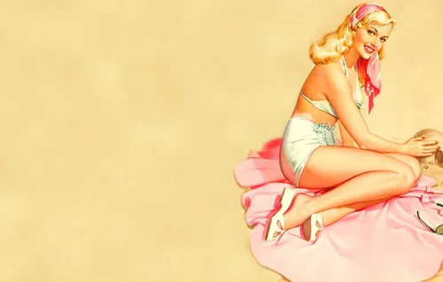 В Стиле Ретро Обои на телефон женщина в одежде, сидящая на розовом одеяле