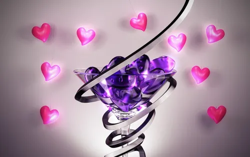 Красивые Сердечки Обои на телефон фиолетовый и белый цветок