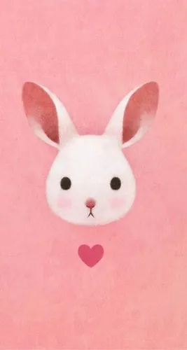 Зайчики Обои на телефон белый кролик с сердцем