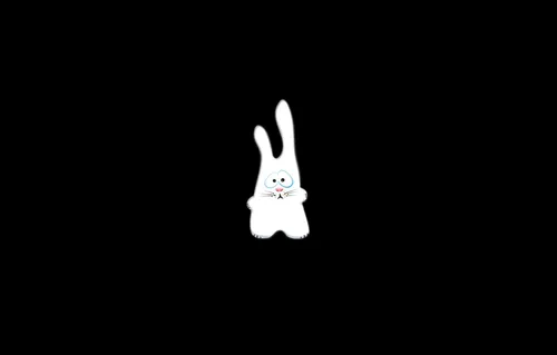 Зайчики Обои на телефон белый кролик на черном фоне