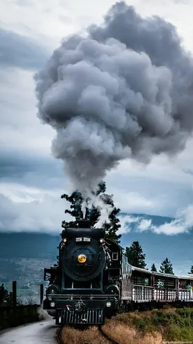 Момо Обои на телефон поезд с дымом, выходящим из него