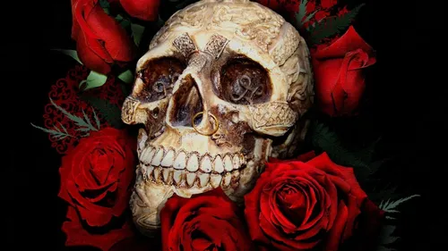 Череп С Цветами Обои на телефон череп с розами вокруг него