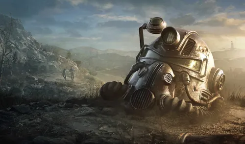 Fallout 4 Обои на телефон робот на скалистой поверхности