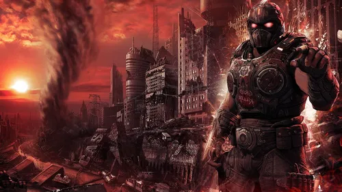 Fallout 4 Обои на телефон видеоигра с человеком в одежде и зданиями на заднем плане