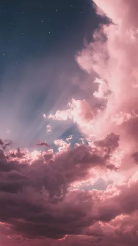 Красивые В Хорошем Качестве Обои на телефон розовое и голубое небо с облаками
