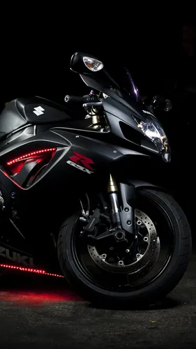 Красивые В Хорошем Качестве Обои на телефон черный мотоцикл с красным светом