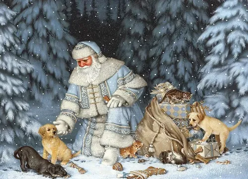 С. Раманатан, Мари Лоренсен, Новогодние Картинки человек с ведром кошек