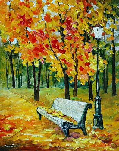 Осень Картинки скамейка под деревом