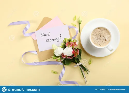 Доброе Утро Со Словами Картинки чашка чая и букет цветов