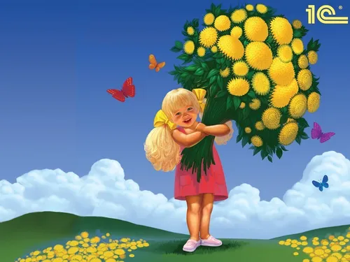 Для Рабочего Стола Картинки девушка, стоящая в цветочном поле с деревом на заднем плане