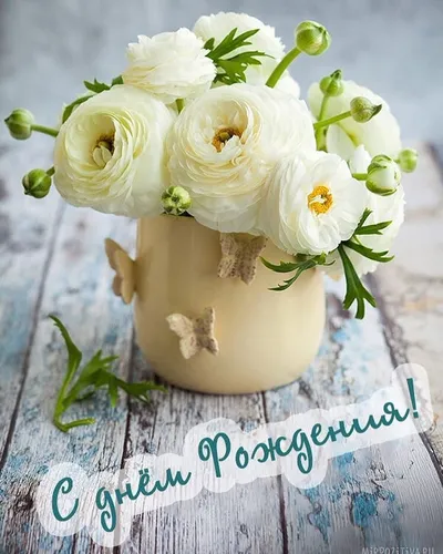 С Днем Рождения Красивые Картинки ваза с белыми цветами