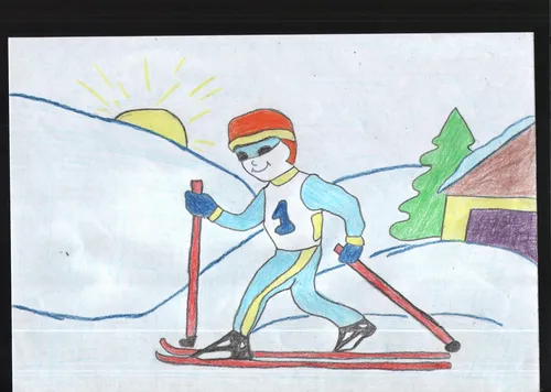 Спорт Картинки ребенок катается на лыжах по снегу