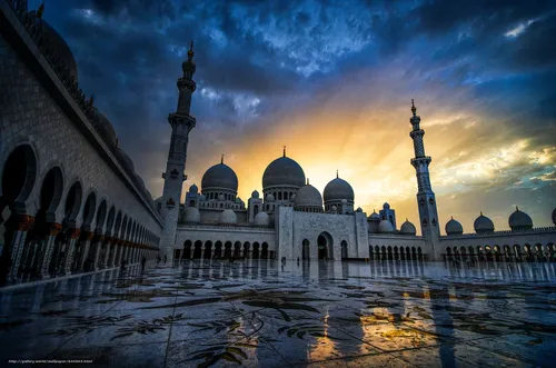 Мусульманские Картинки большое здание с башнями и куполами на фоне мечети шейха Зайда