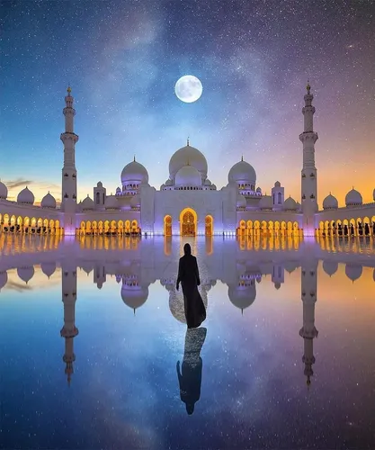 Мусульманские Картинки отражение мечети шейха Зайда в воде