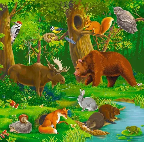 Животные Картинки медведь и животные в лесу