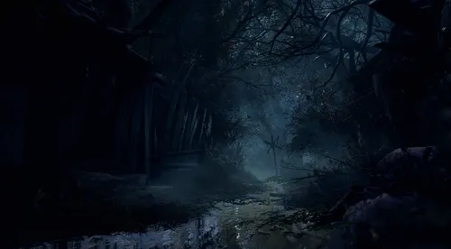 Жуткие Картинки темный лес с ручьем