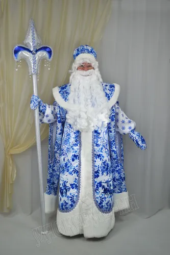 Деда Мороза Картинки снеговик в синем платье и сине-белой шляпе