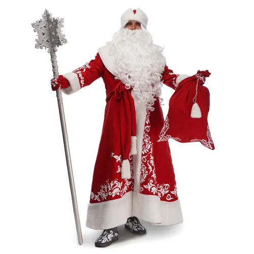 Деда Мороза Картинки человек в красно-белой одежде с парой лыж