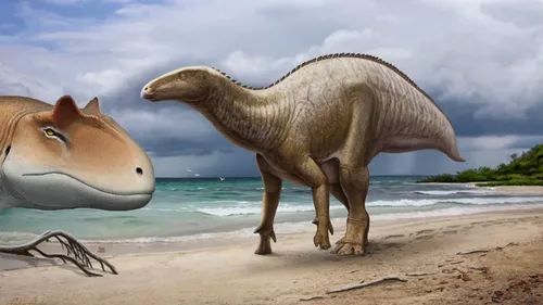 Динозавров Картинки пара больших динозавров на пляже