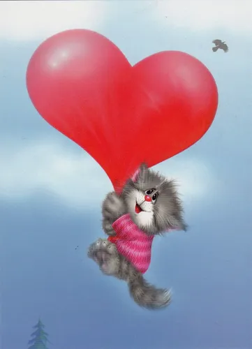 С Сердечками Картинки кот в форме сердца