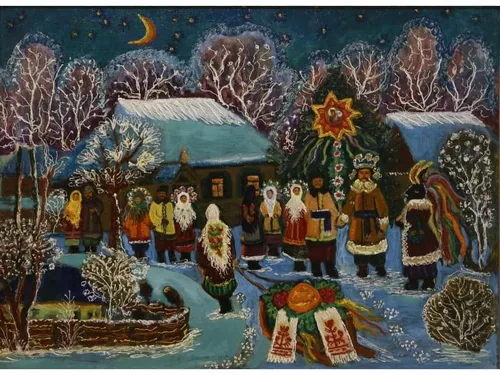 Рождественский Сочельник Картинки картина группы людей в традиционной одежде