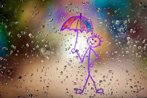 Дождь Картинки мультфильм о девушке с зонтиком