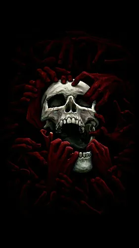 Скелеты Обои на телефон череп в красном и черном цветах