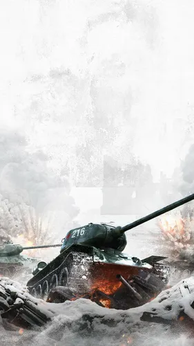 Танк Тигр Обои на телефон танк с ружьем в снегу