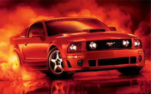 Крутые На Аву Фото красный автомобиль с выходящим из него пламенем