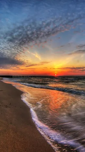 Лето Природа Обои на телефон пляж с закатом