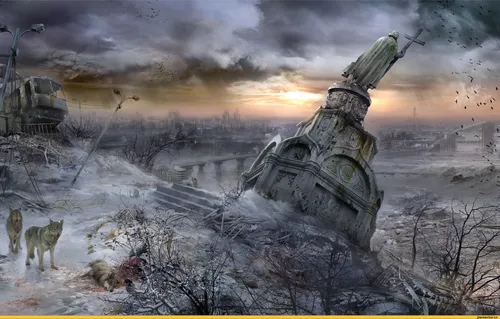 Постапокалипсис Обои на телефон видеоигра, показывающая танк и здание в заснеженном поле