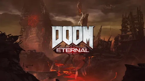Doom Обои на телефон видеоигра, показывающая дом и замок