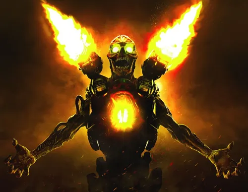 Doom Обои на телефон человек в одежде с огнем