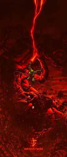 Doom Обои на телефон человек с красным светом