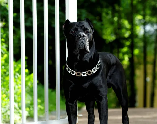 Кане Корсо Фото черная собака с цепочкой