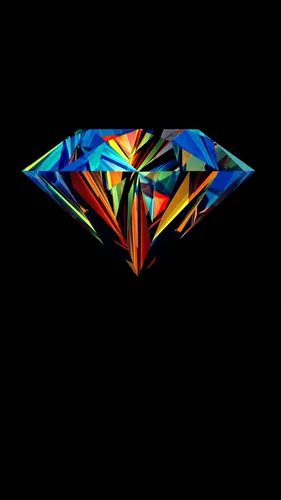 Алмазы Обои на телефон красочный треугольник на черном фоне