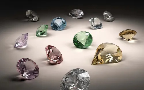 Алмазы Обои на телефон группа разноцветных драгоценных камней