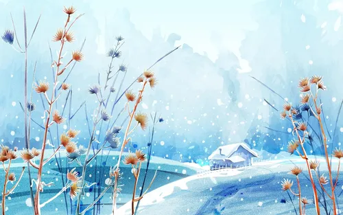 Аниме Зима Обои на телефон поле цветов