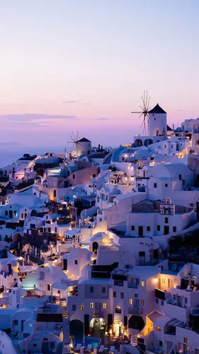 Греция Обои на телефон город со множеством зданий