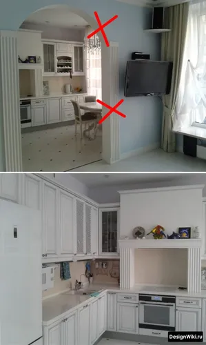 Кухня Гостиная Реальные Фото кухня с белыми шкафами