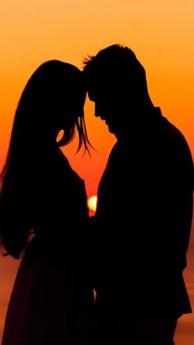 Любовь Страсть Обои на телефон силуэт целующихся мужчины и женщины