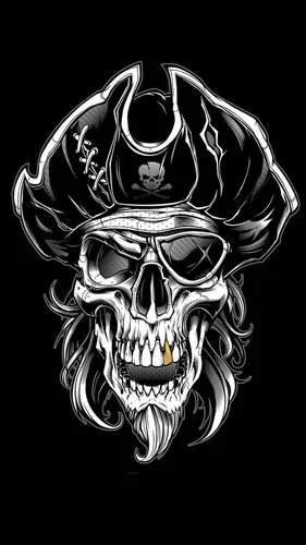 Пираты Обои на телефон череп на черном фоне