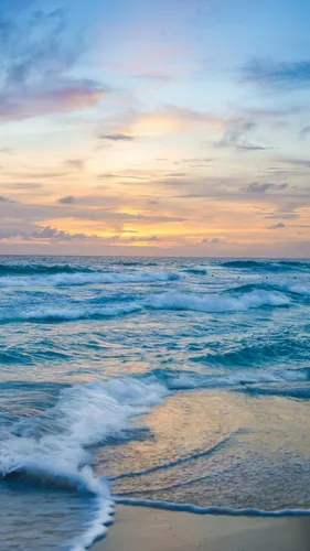 Цвета Морской Волны Обои на телефон пляж с волнами и облачным небом