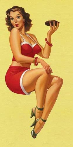 Пин Ап Обои на телефон женщина в красно-белой одежде с поднятой рукой