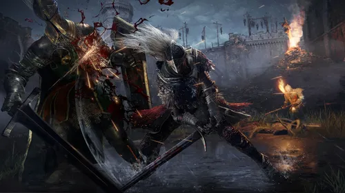 Bloodborne Обои на телефон видеоигра, в которой дракон нападает на человека в доспехах