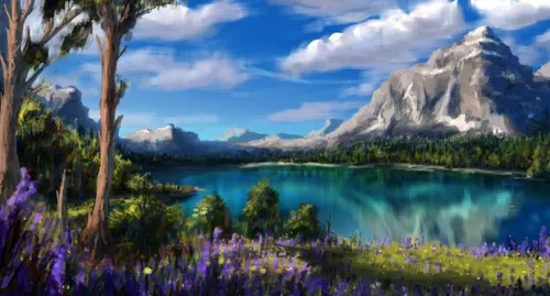 Природа Фото красивое озеро с горами на заднем плане