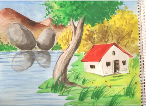 Природа Фото картина с изображением дома и дерева