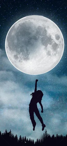 Крутые Картинки Обои Обои на телефон мужчина прыгает в воздух с полной луной на заднем плане